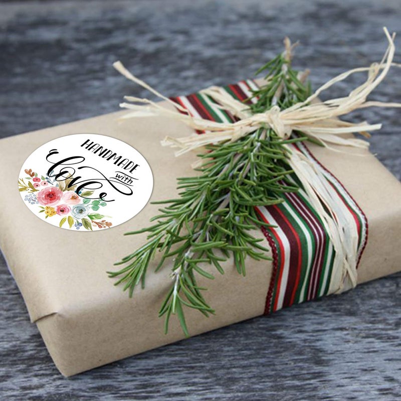 Mr.Mug Floral Handmade Stickers, 1.4 Inch Round, 500 Labels per Roll (1 Roll), Adhesive Labels - Image 5